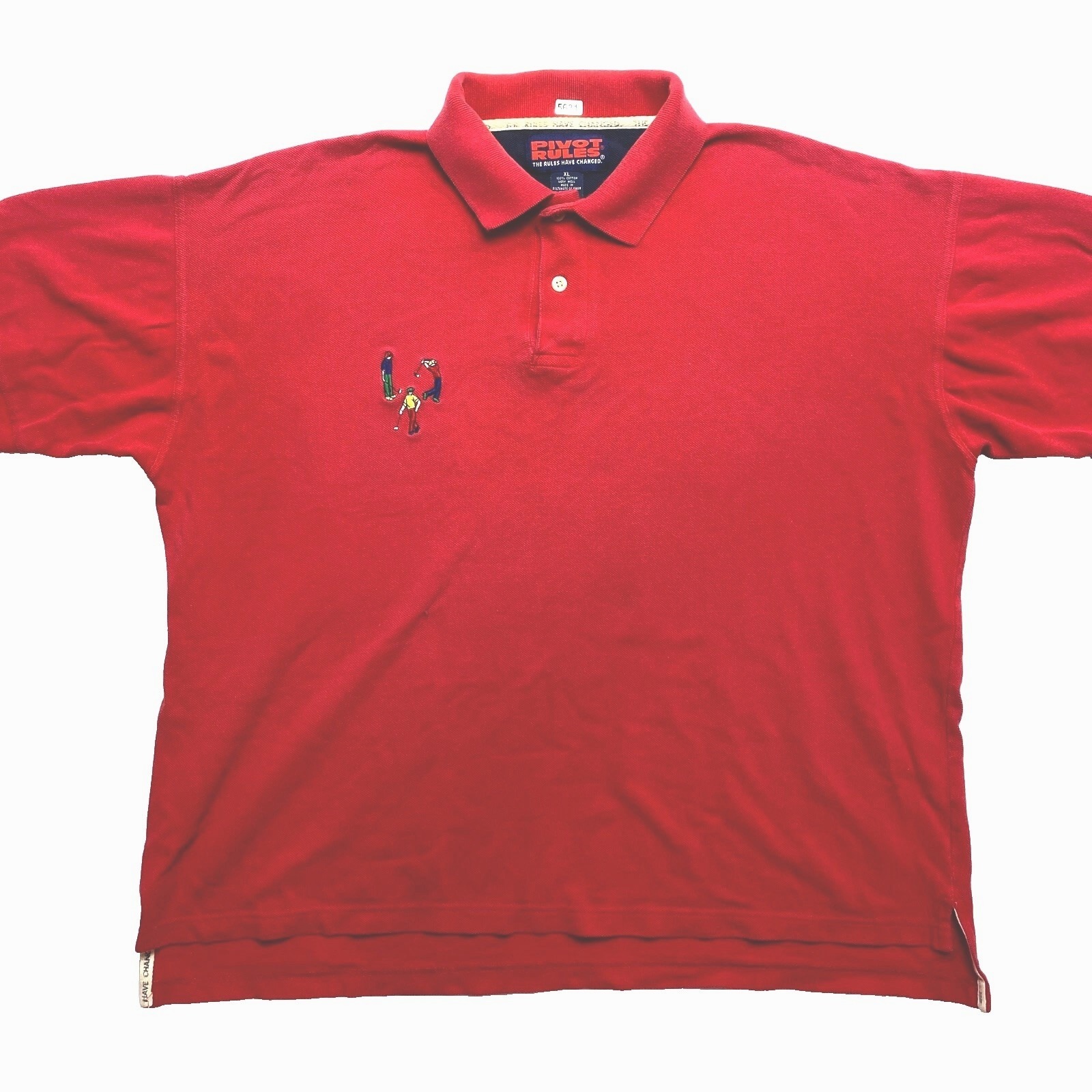 Pivot Rules Polo Shirt Mens Xl Red Short Sleeves Embroidered 90s